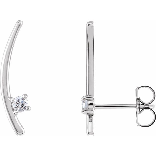 14K White 1/8 CTW Diamond Ear Climbers 1