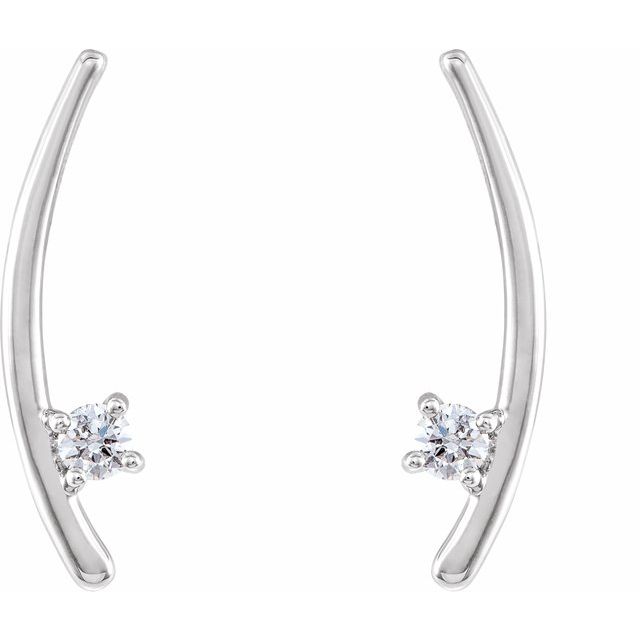 14K White 1/8 CTW Diamond Ear Climbers 2