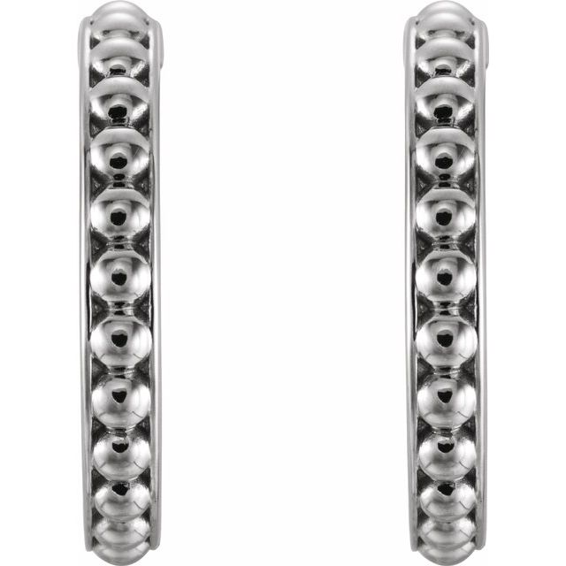 Sterling Silver 20 mm Beaded Hoop Earrings 2