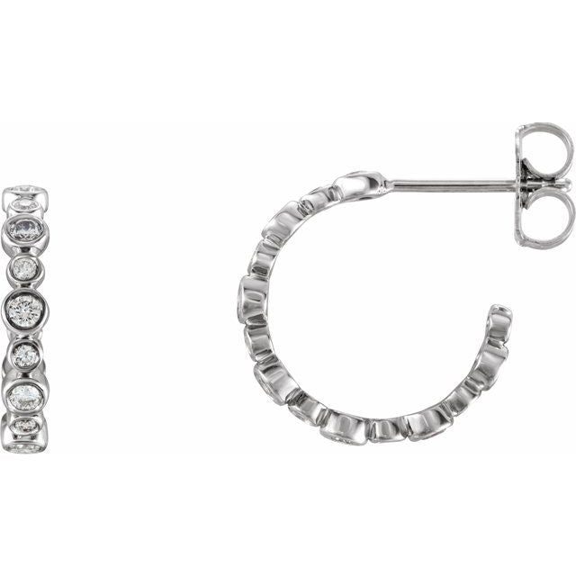 14K White 3/8 CTW Diamond Hoop Earrings 1