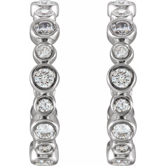 14K White 3/8 CTW Diamond Hoop Earrings 2