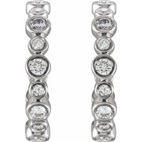 14K White 3/8 CTW Diamond Hoop Earrings 2