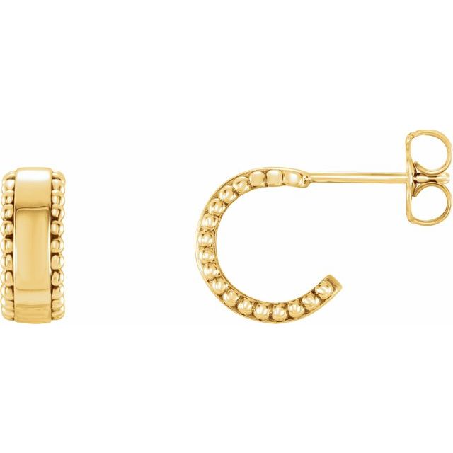 14K Yellow Beaded Earrings 1