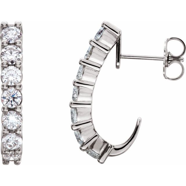 14K White 2/3 CTW Diamond J-Hoop Earrings 1