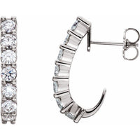 14K White 2/3 CTW Diamond J-Hoop Earrings 1