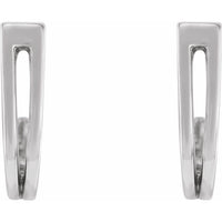 14K White Geometric J-Hoop Earrings 2
