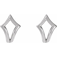 14K White Geometric J-Hoop Earrings 2