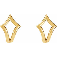14K Yellow Geometric J-Hoop Earrings 2