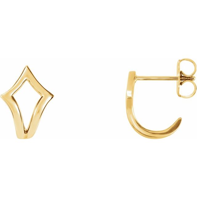 14K Yellow Geometric J-Hoop Earrings 1