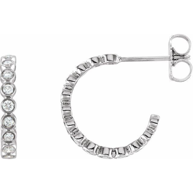 14K White 3/8 CTW Diamond Hoop Earrings 1