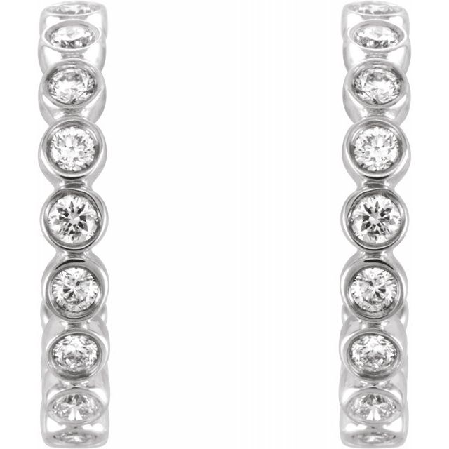 14K White 3/8 CTW Diamond Hoop Earrings 2