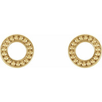 14K Rose Beaded Stud Earrings 2