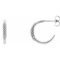 14K White 15.1 mm Beaded Hoop Earrings 1