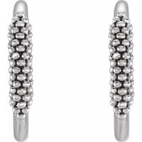 14K White 15.1 mm Beaded Hoop Earrings 2
