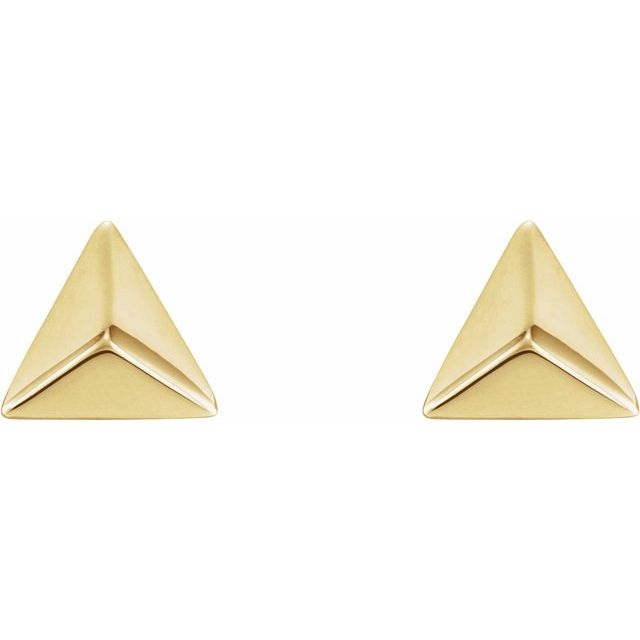 14K Yellow Pyramid Earrings 2