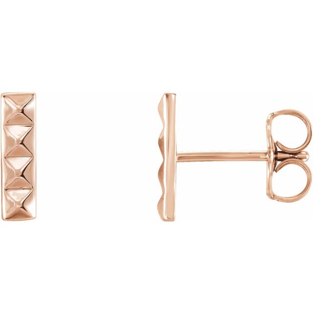 14K Rose Pyramid Bar Earrings 1