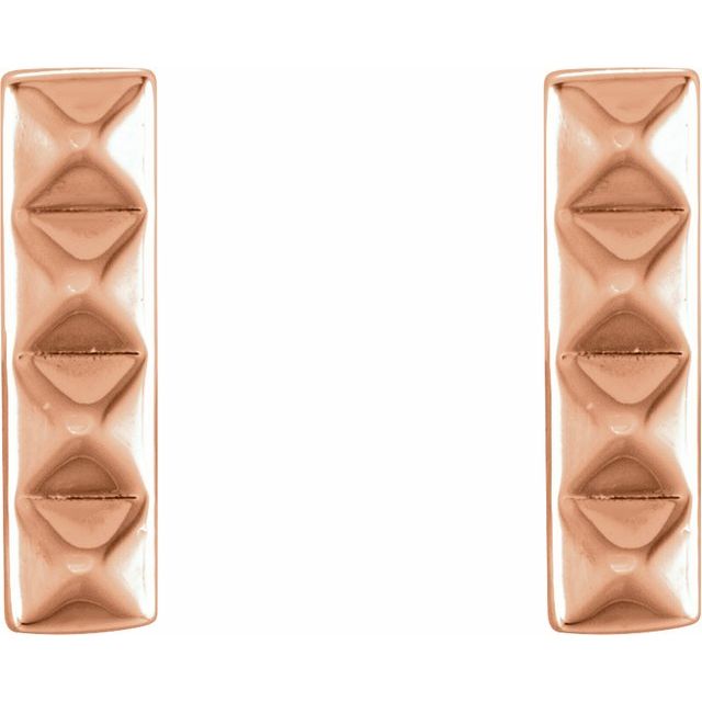 14K Rose Pyramid Bar Earrings 2