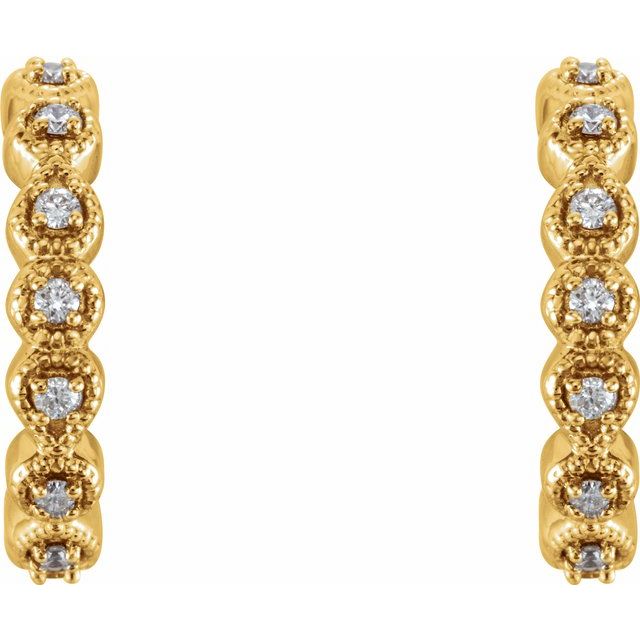 14K Yellow 1/6 CTW Diamond Hoop Earrings 2