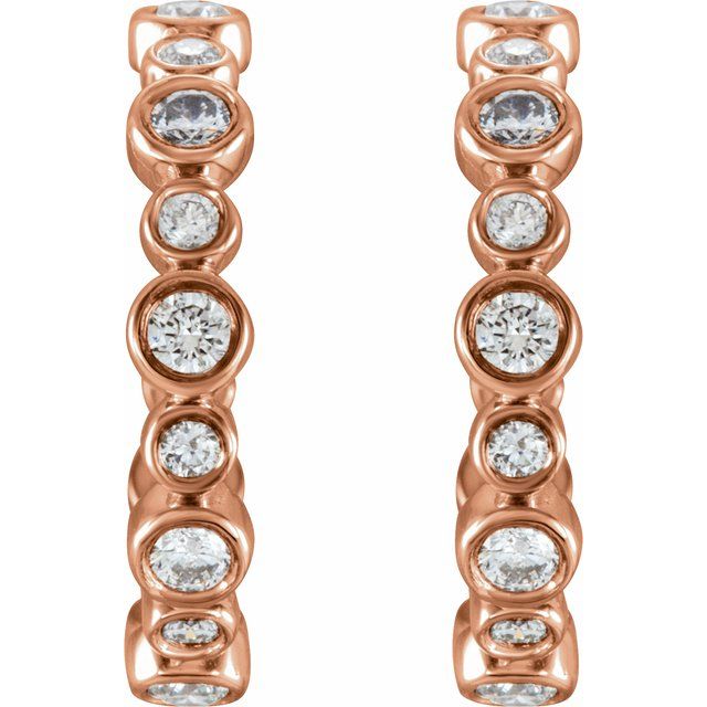 14K Rose 3/8 CTW Diamond Hoop Earrings 2