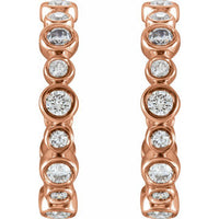 14K Rose 3/8 CTW Diamond Hoop Earrings 2