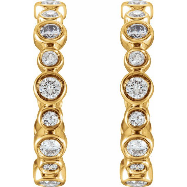 14K Yellow 3/8 CTW Diamond Hoop Earrings 2