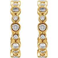 14K Yellow 3/8 CTW Diamond Hoop Earrings 2