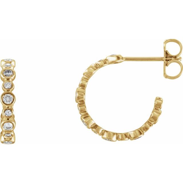 14K Yellow 3/8 CTW Diamond Hoop Earrings 1