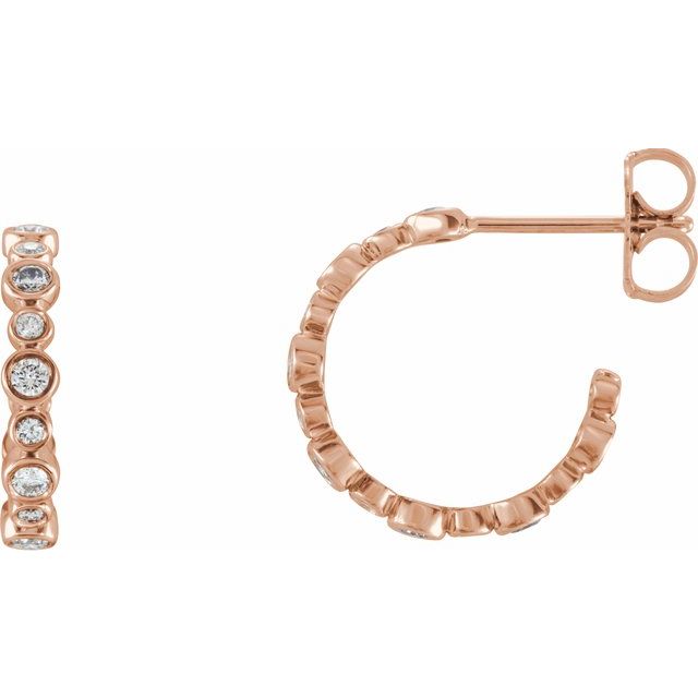 14K Rose 3/8 CTW Diamond Hoop Earrings 1