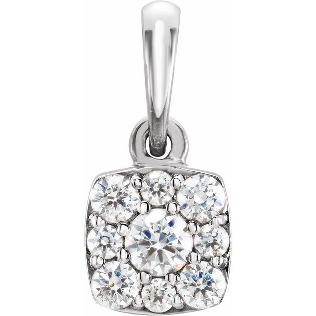 14K White 1/4 CTW Diamond Cluster Pendant 1