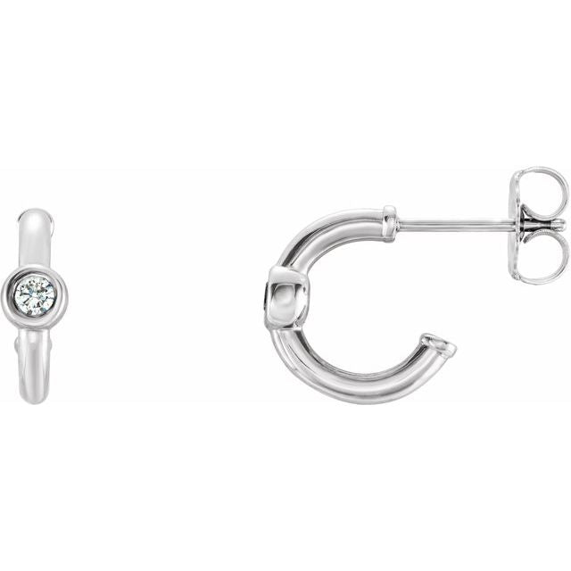 14K White 1/8 CTW Diamond Hoop Earrings 1