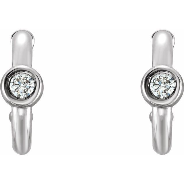 14K White 1/8 CTW Diamond Hoop Earrings 2
