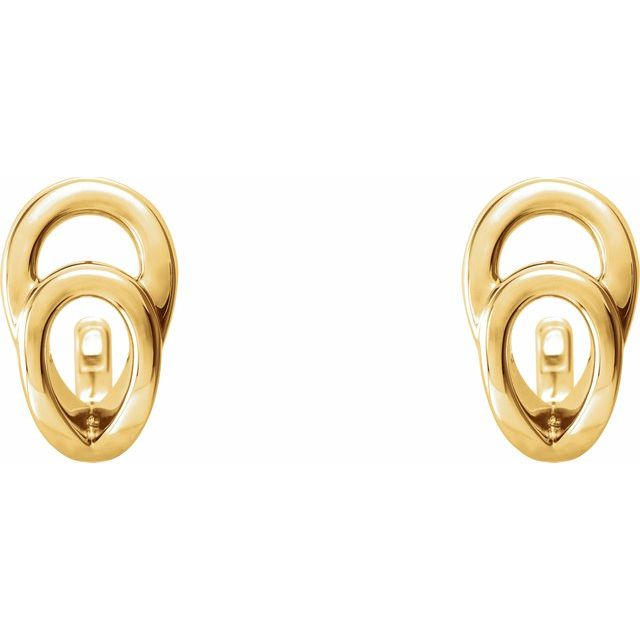 14K Yellow Geometric J-Hoop Earrings 2
