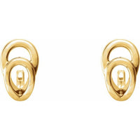 14K Yellow Geometric J-Hoop Earrings 2