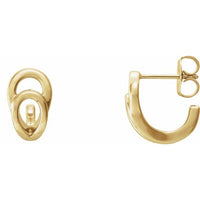 14K Yellow Geometric J-Hoop Earrings 1