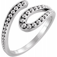 Sterling Silver Beaded Bypass Ring 1