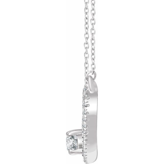14K White  3/8 CTW Diamond Two-Stone Bar 16-18" Necklace 2