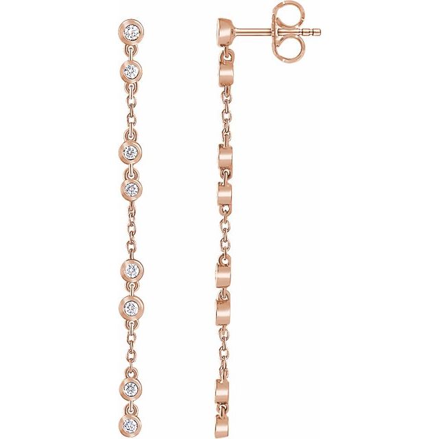 14K Rose 1/3 CTW Diamond Chain Earrings 1
