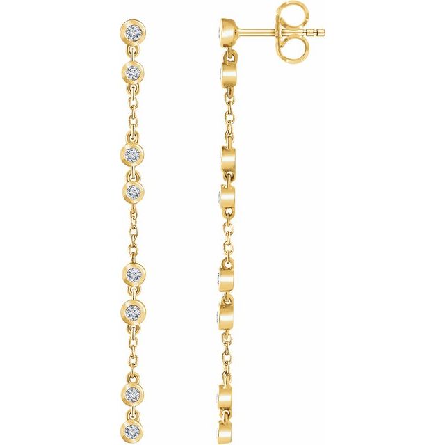 14K Yellow 1/3 CTW Diamond Chain Earrings 1