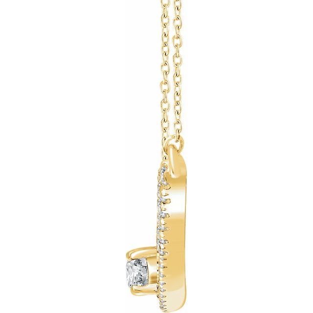 14K Yellow  3/8 CTW Diamond Two-Stone Bar 16-18" Necklace 2