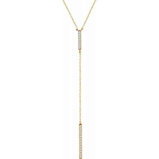 14K Yellow 1/5 CTW Diamond Bar "Y" 16-18" Necklace 1