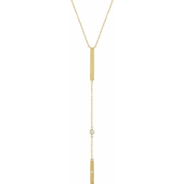 14K Yellow .06 CTW Diamond Bar 16-18" Necklace 1