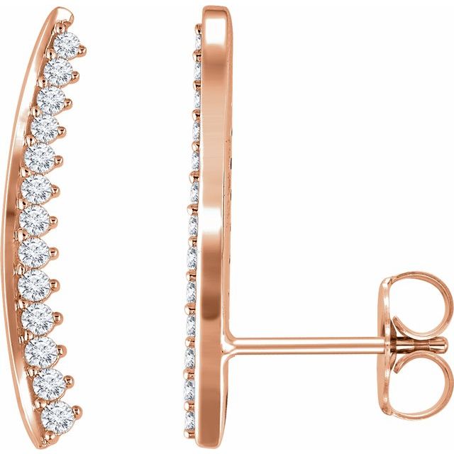 14K Rose 1/3 CTW Diamond Ear Climbers 1