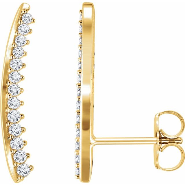 14K Yellow 1/3 CTW Diamond Ear Climbers 1