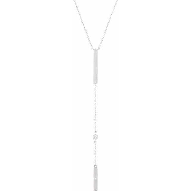 14K White .06 CTW Diamond Bar 16-18" Necklace 1