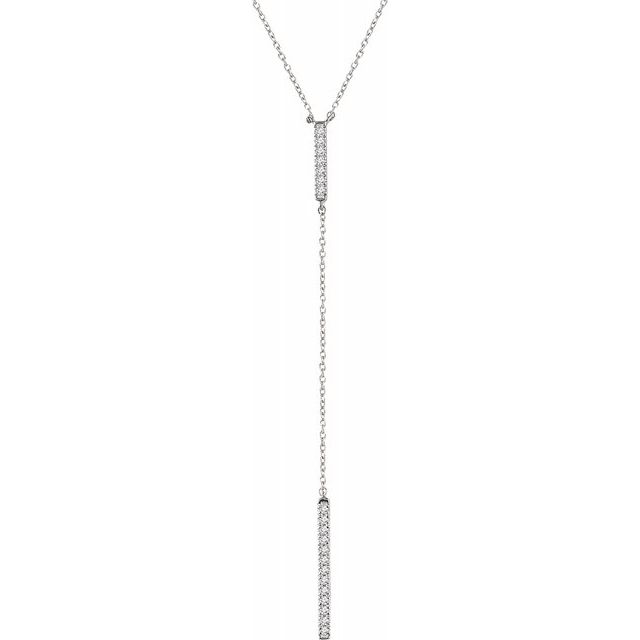 14K White 1/5 CTW Diamond Bar "Y" 16-18" Necklace 1