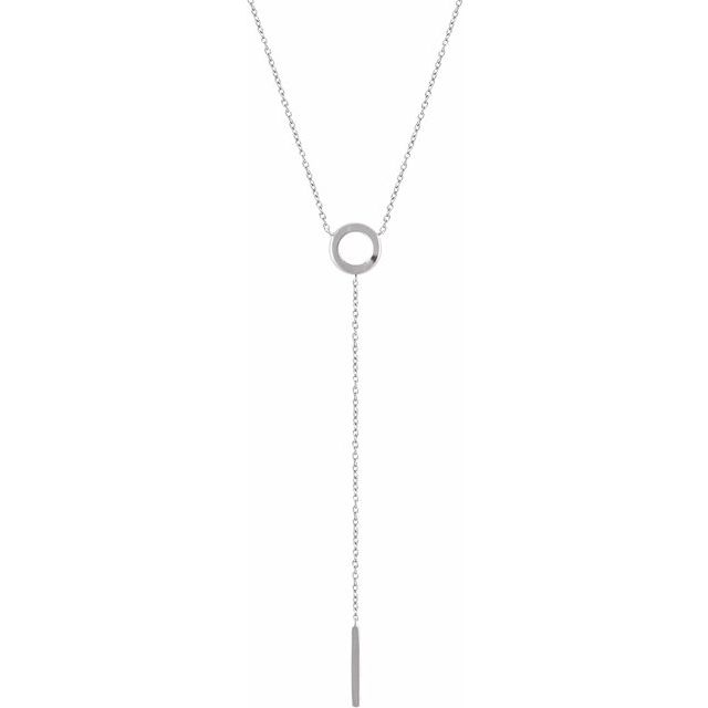 14K White Circle & Bar "Y" 16-18" Necklace 1