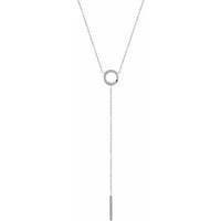 14K White Circle & Bar "Y" 16-18" Necklace 1