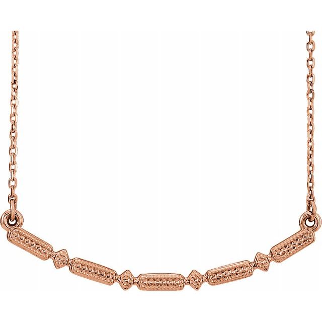 14K Rose Beaded Bar 16-18" Necklace 1