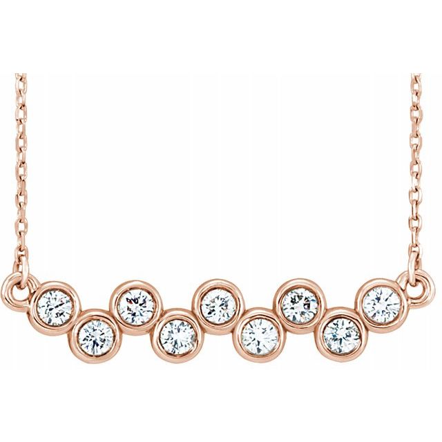 14K Rose 1/2 CTW Diamond Bezel-Set Bar 16-18" Necklace 1
