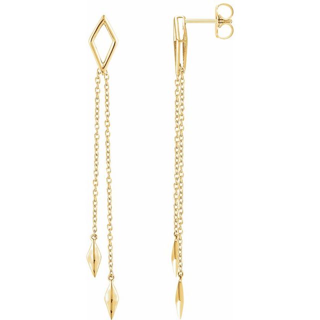 14K Yellow Geometric Chain Earrings 1